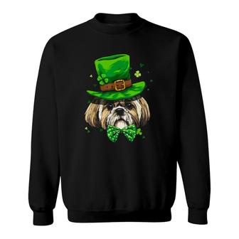 Shih Tzu Leprechaun Shamrocks St Patricks Day Sweatshirt | Mazezy