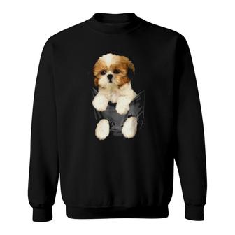 Shih Tzu Puppy In Pocket Classic Sweatshirt | Mazezy
