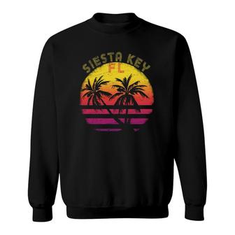 Siesta Key Florida Vintage Sunset Colors Palm Trees Sweatshirt | Mazezy