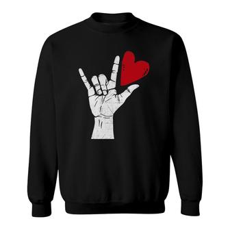 Sign Language I Love You Sign Valentine's Day Sweatshirt | Mazezy