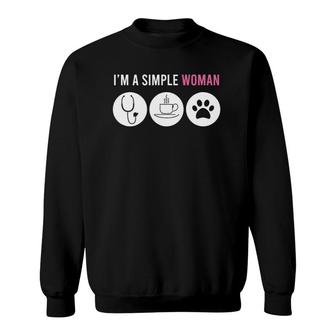 Simple Woman Nurse Coffee Dogs Funny Nurses Gifts For Women Sweatshirt | Mazezy
