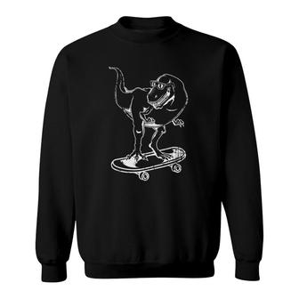 Skateboarding Dinosaur Lover Skateboarding Gift Sweatshirt | Mazezy