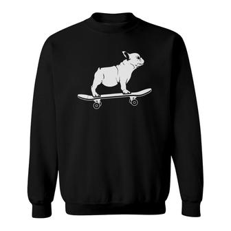 Skateboarding French Bulldog Puppy Skateboard Dog Frenchie Tank Top Sweatshirt | Mazezy