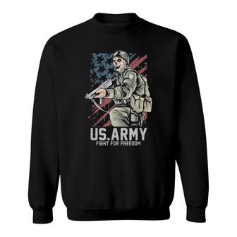 Skeleton Army Fight For Freedom American Flag Sweatshirt | Mazezy