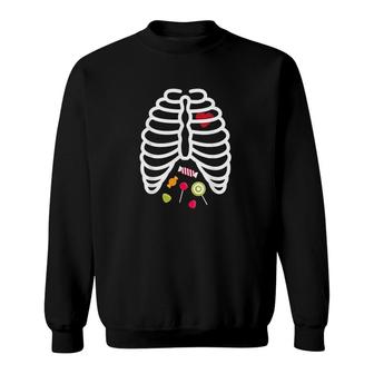 Skeleton Rib Cage Heart Candy Cute Sweatshirt | Mazezy