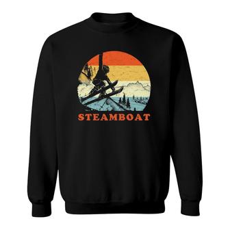 Ski Steamboat, Colorado Vintage Snow Skiing Vacation Gift Sweatshirt | Mazezy