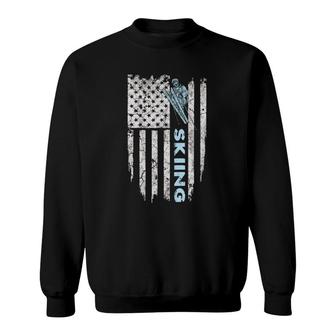 Skiing American Flag Ski Sweatshirt | Mazezy