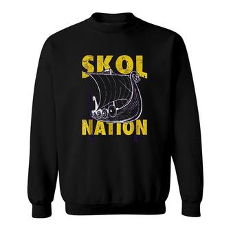 Skol Nation Distressed Viking Ship Sweatshirt | Mazezy