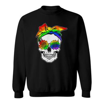 Skull Rainbow Flag Headband Sunflower Hippie Lgbt Sweatshirt | Mazezy