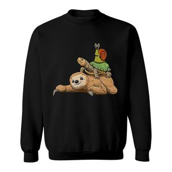 Sloth Turtle Snail Running Sloth Lovers Sweatshirt | Mazezy