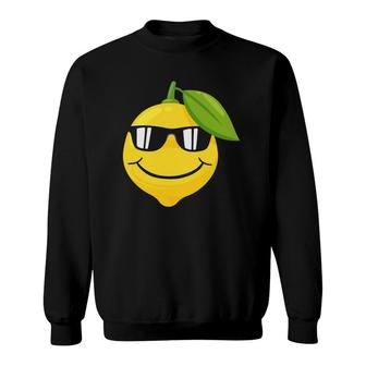 Smiling Lemon With Sunglasses Funny Lemon Fruits Sweatshirt | Mazezy