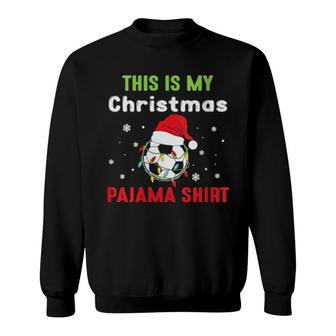 Soccer Ball Christmas Lights Santa Hat Humor Sport Sweatshirt | Mazezy