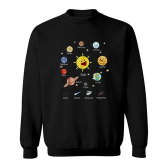 Solar System With Sun Planets Comets And Earth Sweatshirt - Thegiftio UK
