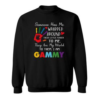 Someone Has Me Wrapped Arround Their Little Finger To Me Gammy Colors Hand Sweatshirt | Mazezy