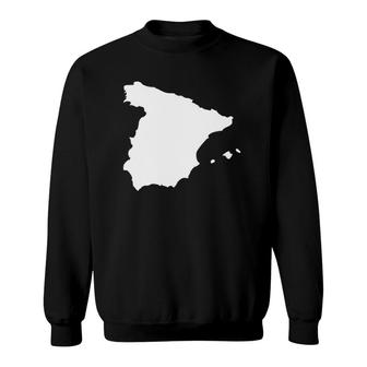 Spain Map White Print Kingdom Of Spain Sweatshirt | Mazezy