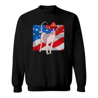 Sphynx Cat 4Th Of July Patriotic American Flag Sweatshirt | Mazezy