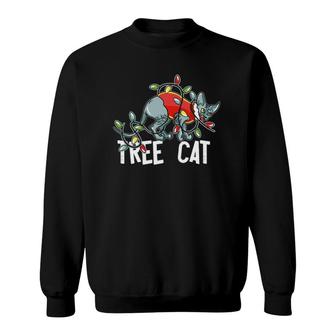 Sphynx Cat - Christmas Lights Tree Cat Sweatshirt | Mazezy