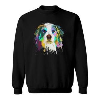 Splash Art Australian Shepherd Dog Aussie Mom Gifts Sweatshirt | Mazezy