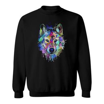 Splash Art Wolf Gifts For Wolf Lovers Sweatshirt