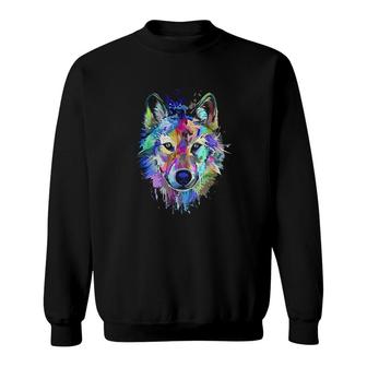 Splash Art Wolf   Gifts For Wolf Lovers Sweatshirt