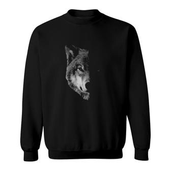 Split Face Wolf Magical Wolves Sweatshirt | Mazezy