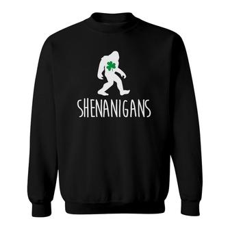 St Patrick's Day Bigfoot Shenanigans Sasquatch Gift Sweatshirt | Mazezy