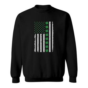 St Patricks Day Irish American Flag Lucky Clover Sweatshirt | Mazezy