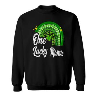 St Patrick's Day One Lucky Mama Leopard Rainbow Sweatshirt | Mazezy
