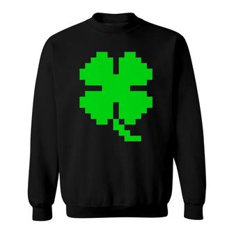 St Patrick's Day Video Games Clover Retro 8 Bit Pixel Art Sweatshirt | Mazezy