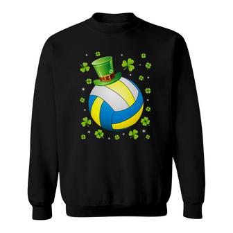 St Patrick's Day Volleyball Irish Hat Shamrock Clover Sweatshirt | Mazezy