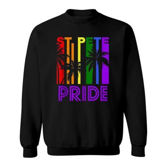 St Pete Pride Gay Pride Lgbtq Rainbow Palm Trees Sweatshirt | Mazezy