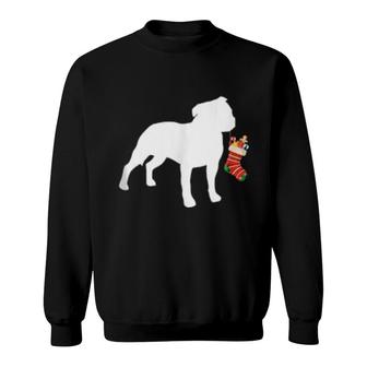Staffordshire Bull Terrier Christmas Stocking Pit Bull Dog Sweatshirt | Mazezy