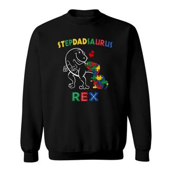 Stepdadsaurus Autism Awareness Stepfather Dinosaur Stepdad Sweatshirt | Mazezy
