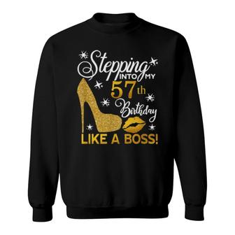 Stepping Into My 57Th Birthday Like A Boss Diamond Shoes Sweatshirt | Mazezy