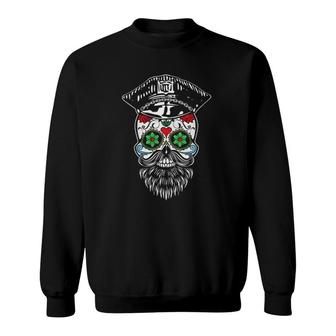 Sugar Skull Gay Daddy Bear & Biker Hat Leather Sugar Skull Sweatshirt | Mazezy