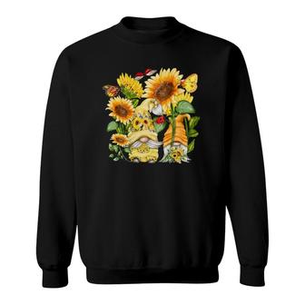 Sunflower Gnome Butterfly & Ladybug For Gardeners - Floral Sweatshirt | Mazezy