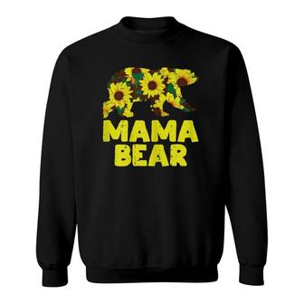Sunflower Mama Bear Cute Mother's Day Floral Mom Mommy Sweatshirt | Mazezy