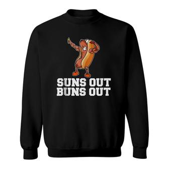 Suns Out Buns Out Funny Hot Dog Cartoon Sweatshirt | Mazezy