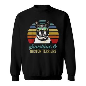 Sunshine And Boston Terriers Vintage Sunset Sweater Sweatshirt | Mazezy