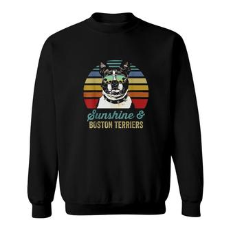 Sunshine And Boston Terriers Vintage Sunset Sweatshirt | Mazezy