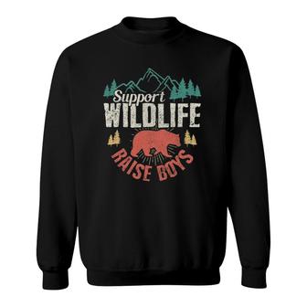 Support Wildlife Raise Boys Vintage Mothers Day Gift Sweatshirt | Mazezy