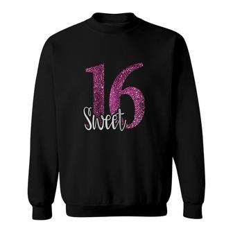 Sweet 16 Birthday Party Glitter Sweatshirt - Seseable
