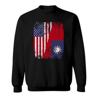 Taiwanese Roots Half American Flag Usa Taiwan Flag Sweatshirt | Mazezy