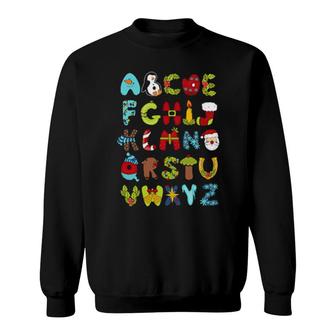 Teacher Life Alphabet Santa Hat Abc Letters Christmas Pajama Sweatshirt | Mazezy