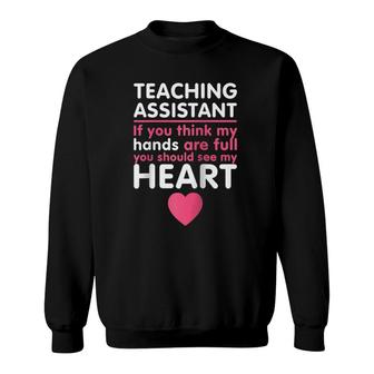 Teacher's Assistant Heart Teaching Assistant Raglan Baseball Tee Sweatshirt | Mazezy