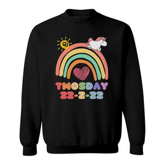 Teaching 2Nd Grade On Twosday 2-22-22 Unicorn Rainbow Sweatshirt | Mazezy