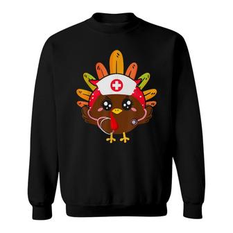 Thanksgiving Nurse Scrub Tops For Women Cute Turkey Nurse For Men & Women Sweatshirt | Mazezy