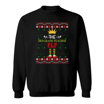 The 3Rd Grade Teacher Elf Ugly Matching Christmas Sweatshirt | Mazezy
