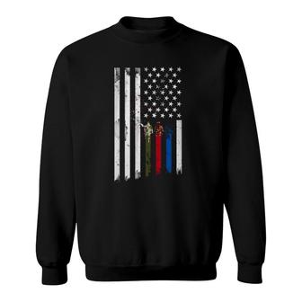 Thin Green Red Blue Line American Flag Sweatshirt | Mazezy