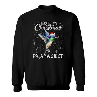 This Is My Christmas Pajama Hummingbird Santa Hat Snow Xmas Premium Sweatshirt | Mazezy